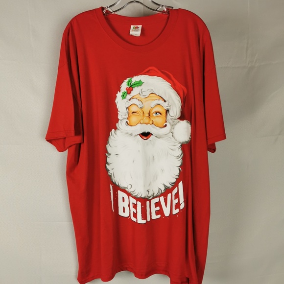 Santa Claus I Believe Christmas Holiday T-Shirt - Picture 2 of 5